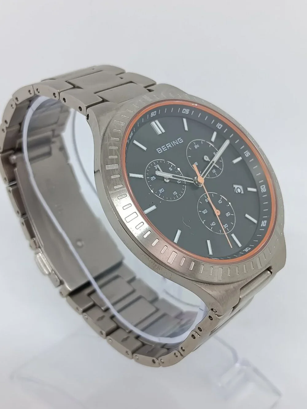 Bering 11743-709 Titan Chrono Men's 43mm Brushed Titanium Japanese Quartz Watch